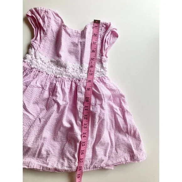 Lot of 2 RALPH LAUREN 24M Baby Dresses - Red Plaid Taffeta & Pink Seersucker - Picture 15 of 16